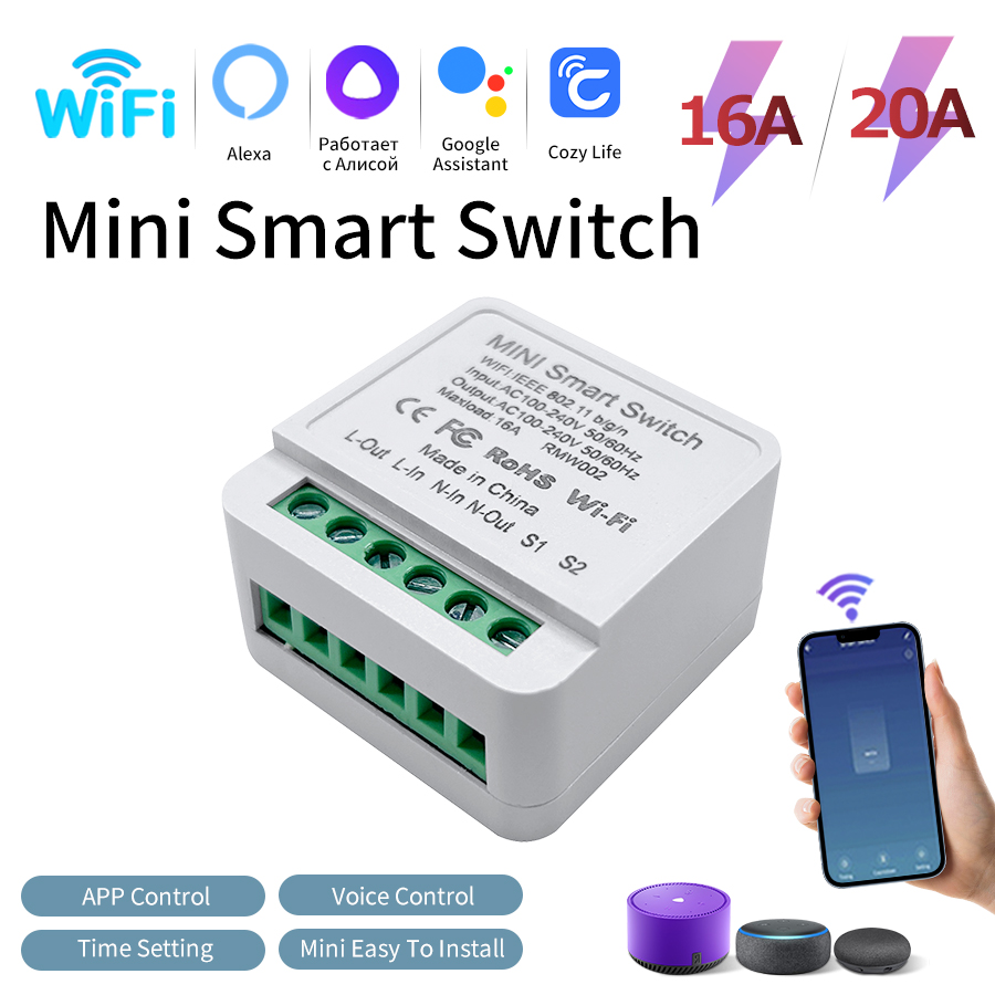 Smart Light Switch Wifi - 16A 20A slimme draadloze lichtschakelaar met